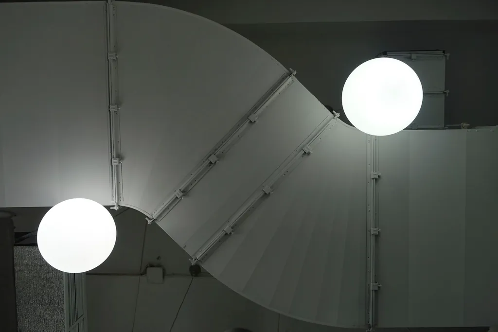 Large supply air duct running across an office ceiling