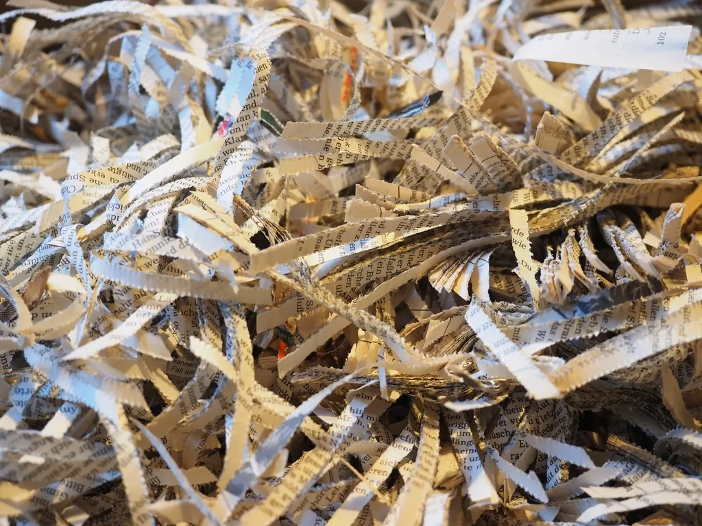 Pile of shredded paper strips